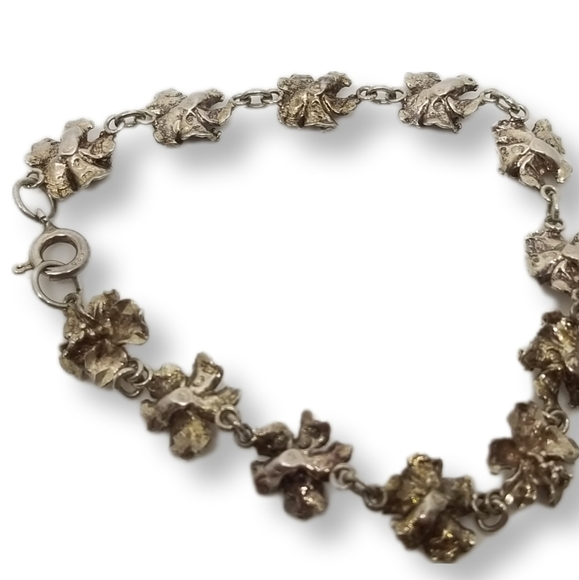 VINTAGE STERLING SILVER  P&J SIGNED HIBISCUS FLOWER TENNIS BRACELET - Picture 9 of 11